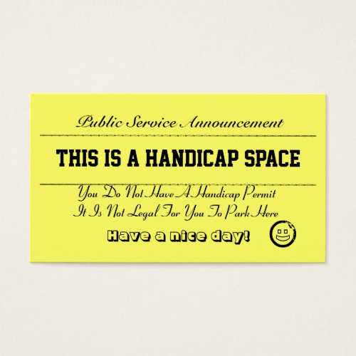 Handicap Parking Notice Cards Business Card