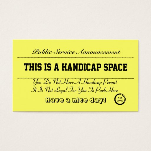 Customizable Handicap Parking Notice Cards Business Card