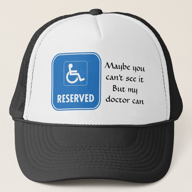 Handicap Parking Sign Trucker Hat (Front)