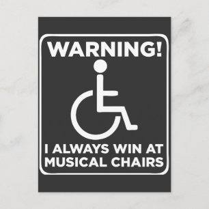 Handicap Sarcastic Wheelchair Musical Chair Postcard