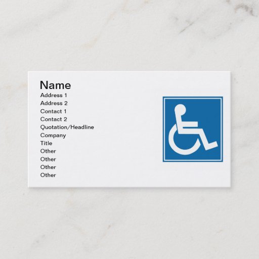 Customizable Handicap Sign Business Card