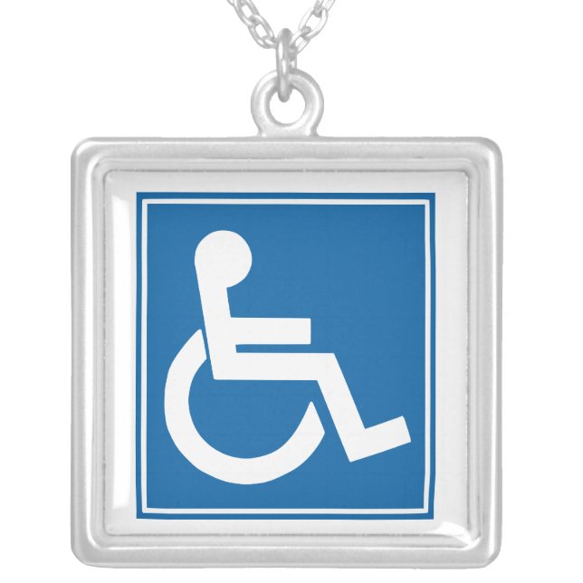 Handicap Sign Silver Plated Necklace (Front)