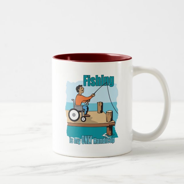 Handicap Wheelchair Fishing Two-Tone Coffee Mug (Right)