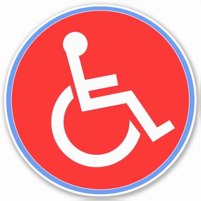 Handicap Wheelchair Sign - Red Disabled Sticker (Front)
