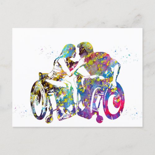 Handicapped Couple Art Postcard