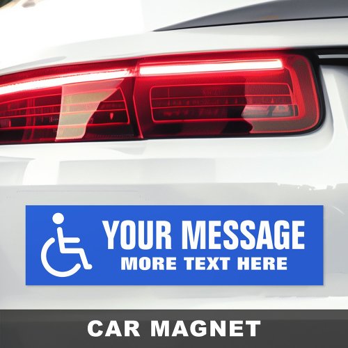 Handicapped disabled symbol add message blue white car magnet