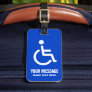 Handicapped disabled symbol add message blue white luggage tag