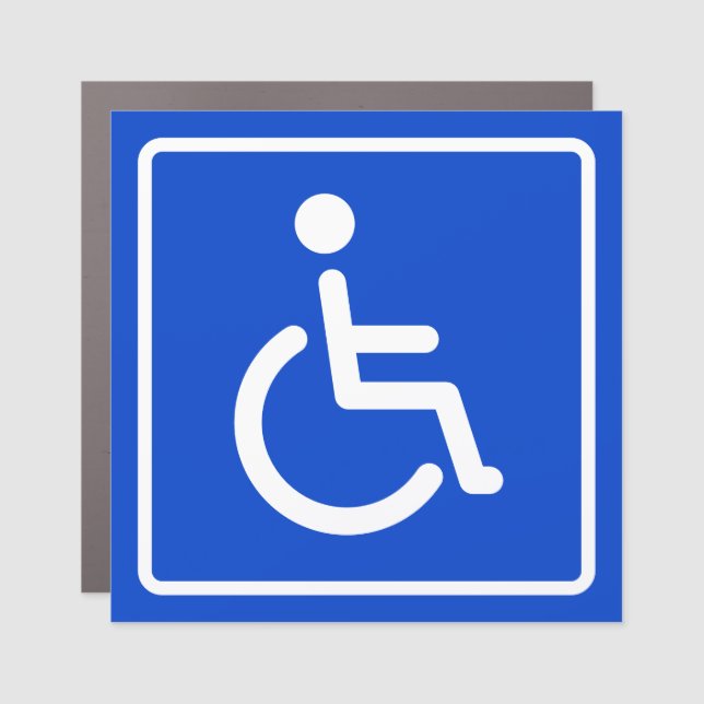Handicapped disabled symbol blue white magnet sign (Front)