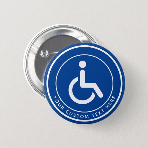 Handicapped disabled symbol text blue white button