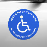 Handicapped Disabled Symbol Text Blue White Round  Car Magnet at Zazzle
