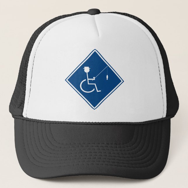 handicapped fishin sign 3 trucker hat (Front)