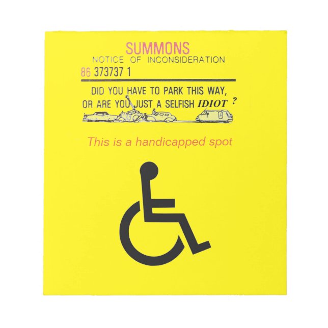 Handicapped parking Notes (Front)