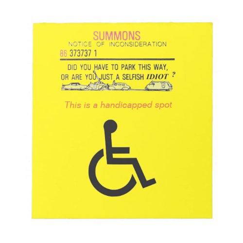 Handicapped parking Post_It Notes