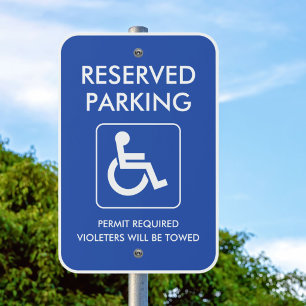 Handicapped Reserved Parking Custom Text Outdoor Metal Sign