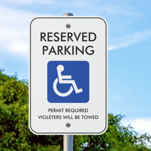Handicapped Reserved Parking Custom Text Outdoor Metal Sign