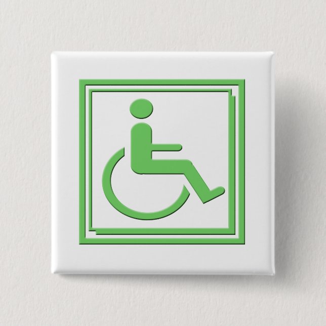 Handicapped Stylish Symbol Green Button (Front)