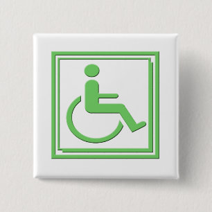 Handicapped Stylish Symbol Green Button