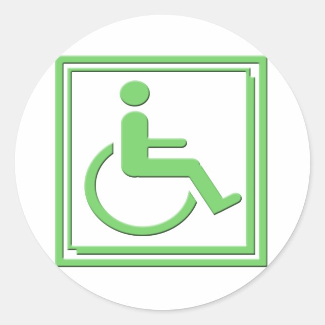 Handicapped Stylish Symbol Green Classic Round Sticker (Front)
