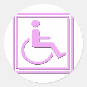 Handicapped Stylish Symbol Pink Classic Round Sticker