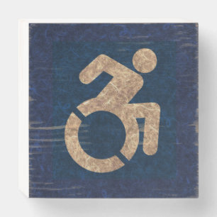 Handicapped Textured Wooden Box Sign
