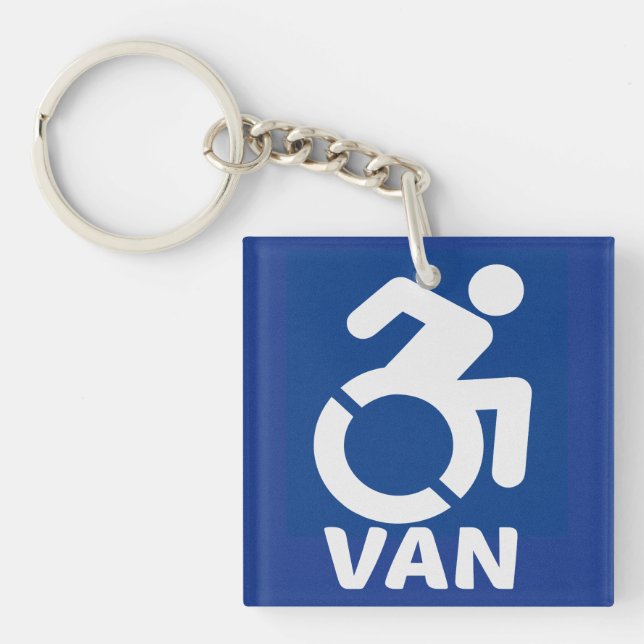Handicapped Van Modern Keychain (Front)