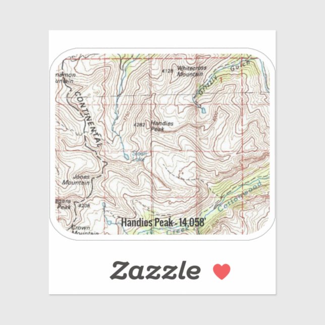 Handies Peak Topographic Map Sticker (Sheet)