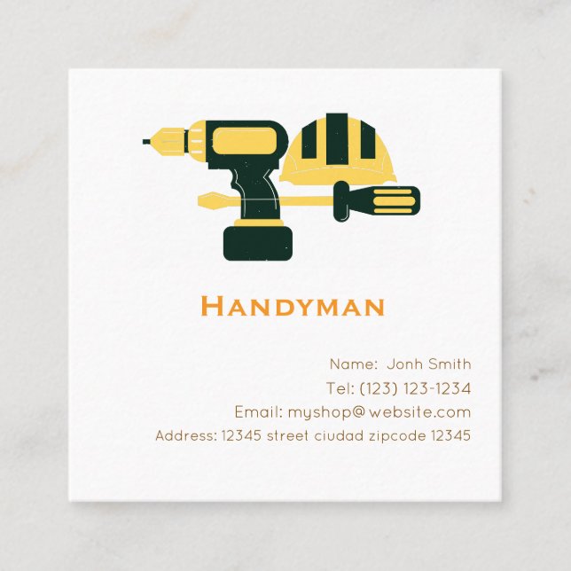 handiman services editable   business card (Front)