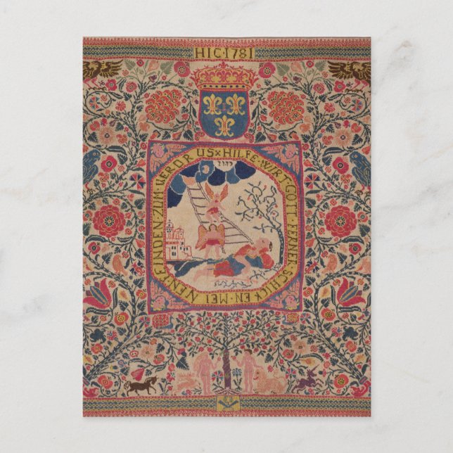 Handknitted carpet depicting Jacob's dream, Alsace Postcard (Front)