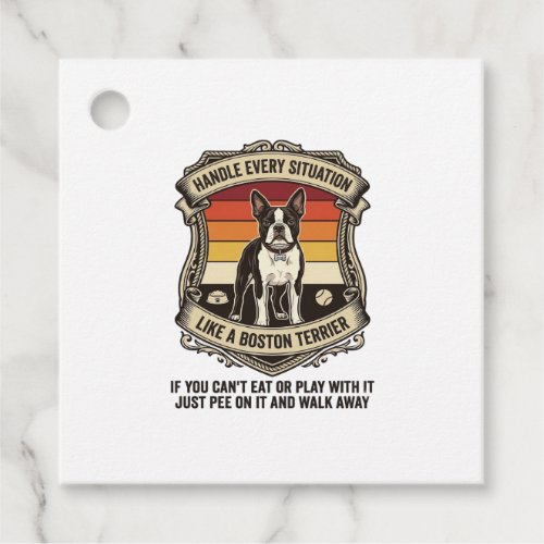 Handle Every Situation Boston Terrier Dog Sunset S Favor Tags