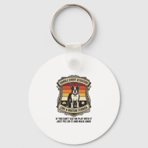 Handle Every Situation Boston Terrier Dog Sunset S Keychain