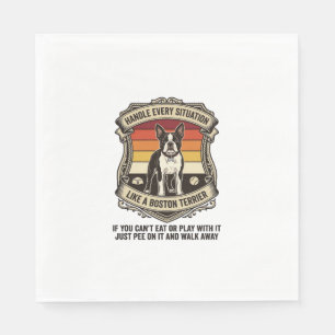 Handle Every Situation Boston Terrier Dog Sunset S Napkins