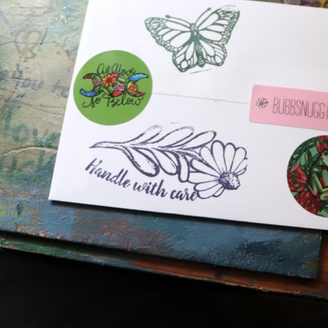 Handle with Care black eyed Susan flower daisy art Rubber Stamp (Creator Uploaded)