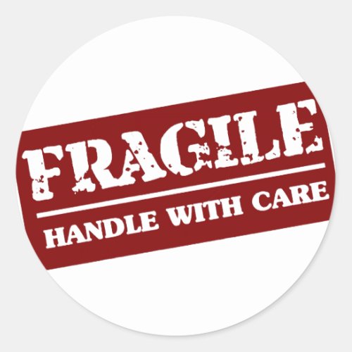 Handle with care classic round sticker