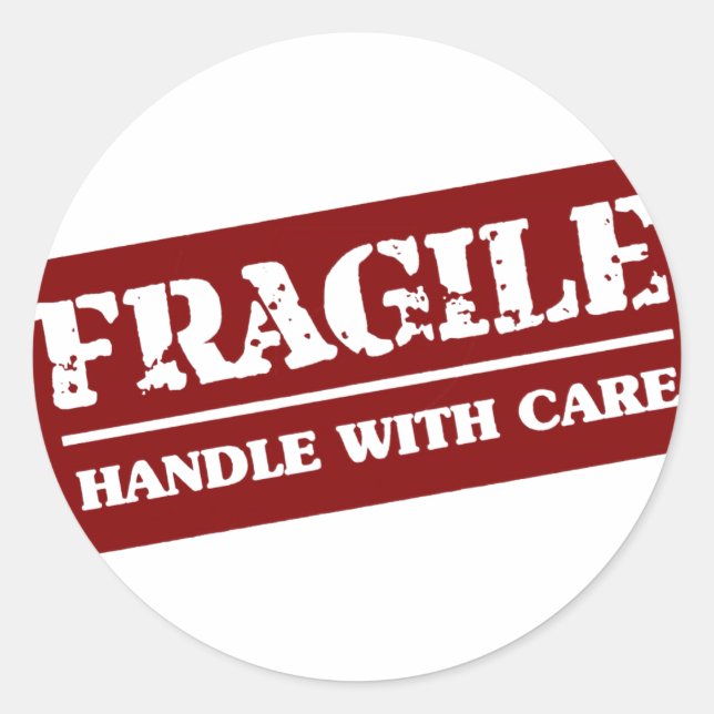 Handle with care classic round sticker (Front)