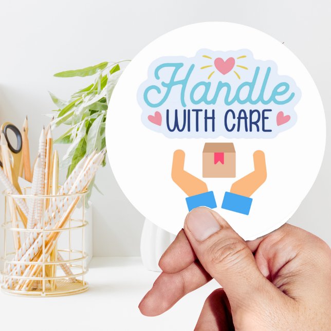 Handle With Care Classic Round Stickers (Creator Uploaded)