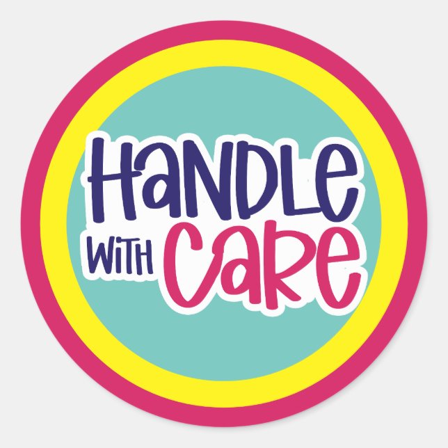 Handle With Care - custom colors Classic Round Sticker (Front)
