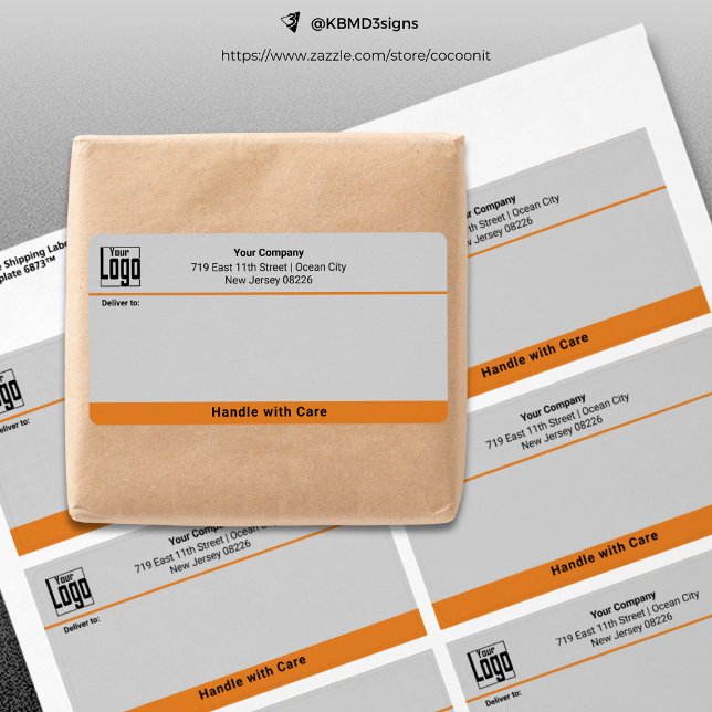 Handle With Care Custom Logo Business Shipping Label (Handle With Care Custom Logo Business Shipping Label)