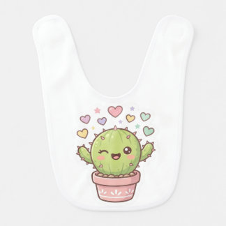 Handle With Care Cute Kawaii Cactus  Baby Bib