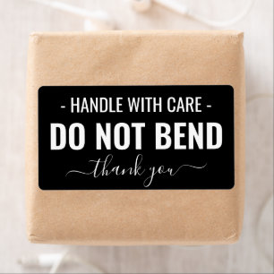 Handle with Care - Do Not Bend Black Shipping Label
