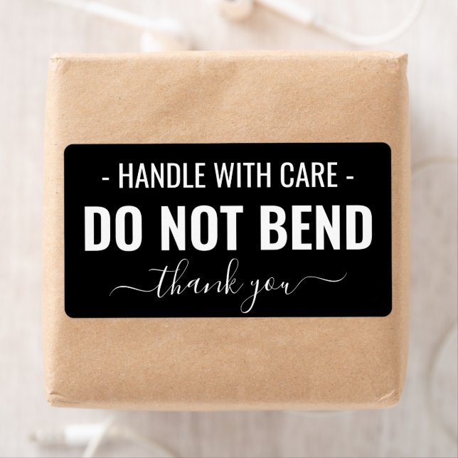 Handle with Care - Do Not Bend Black Shipping Label (Insitu)
