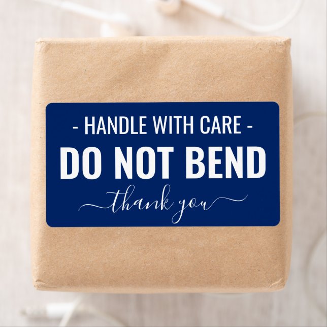 Handle with Care - Do Not Bend Navy Shipping Label (Insitu)