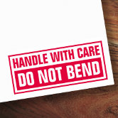 Handle with Care Do Not Bend Self Inking Rubber Stamp (Red Ink) - Large