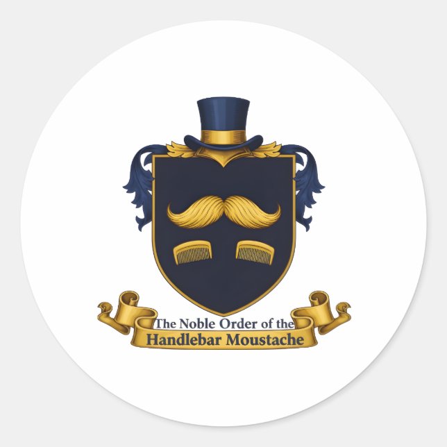 Handlebar Moustache Gentleman's Round Sticker (Front)