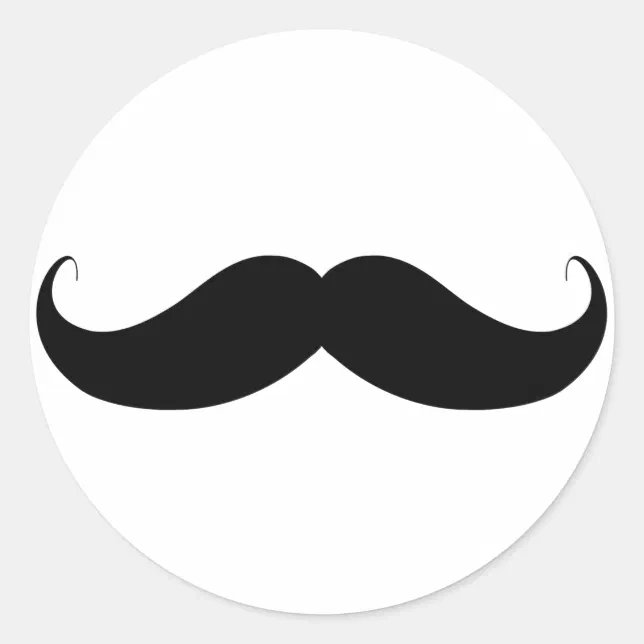 Handlebar Moustache / Mustache Classic Round Sticker Zazzle