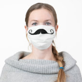 Handlebar Mustache Black Adult Cloth Face Mask (Worn)