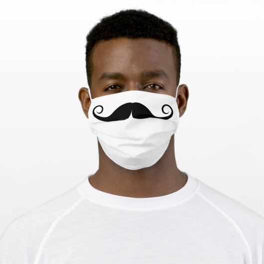 Handlebar Mustache Black Adult Cloth Face Mask (Worn)