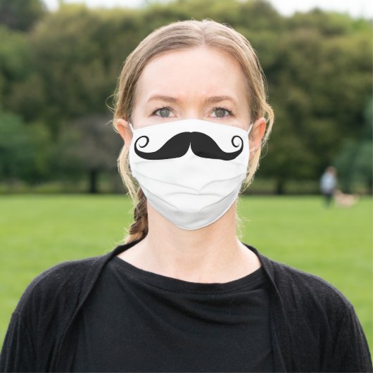 Handlebar Mustache Black Adult Cloth Face Mask (Outside)
