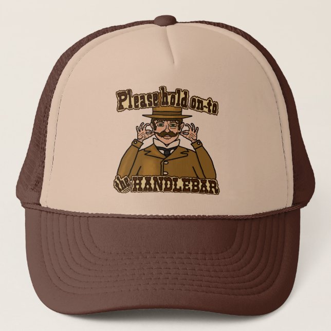 Handlebar Mustache Gentleman Trucker Hat (Front)