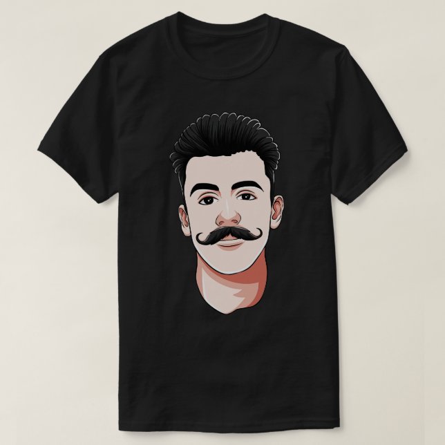Handlebar Mustache Man Hipster Facial Hair T-Shirt (Design Front)