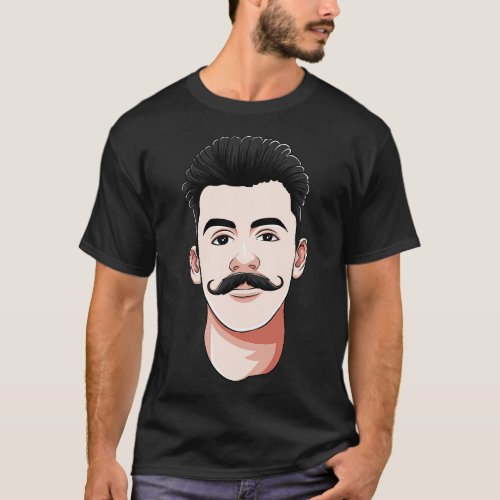 Handlebar Mustache Man Hipster Facial Hair T_Shirt